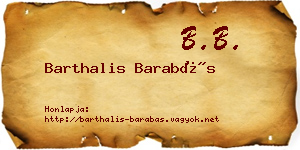 Barthalis Barabás névjegykártya
